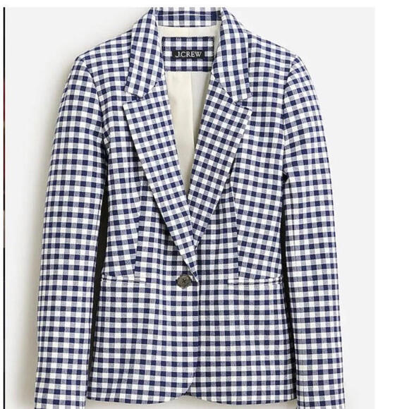 J. Crew Blue White Parke Kate Gingham Check Pants Suit Blazer & Pants Size 6 - Picture 6 of 15